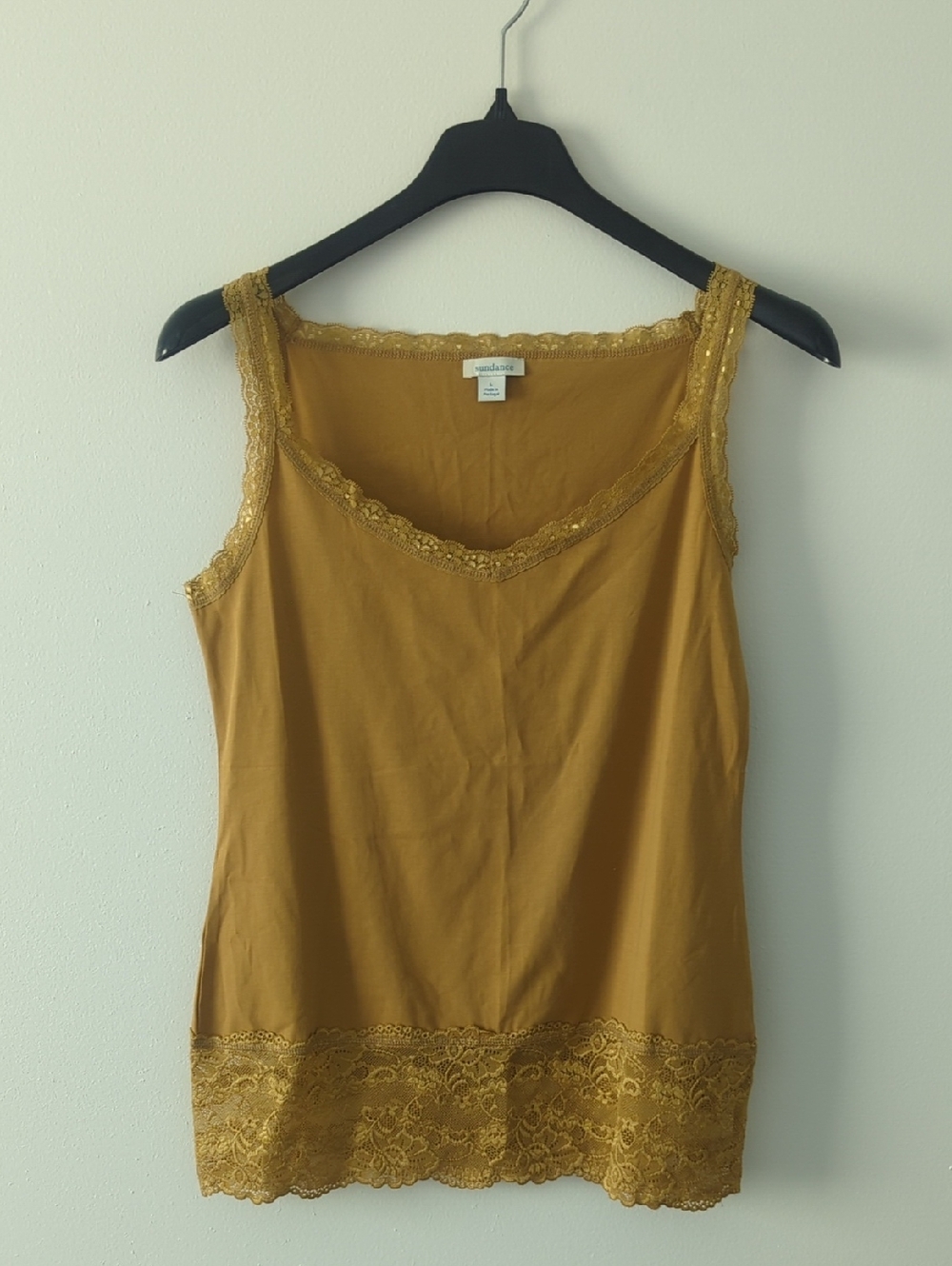 Sundance Lace Camisole Tank Top Size Large Mustard Yellow
